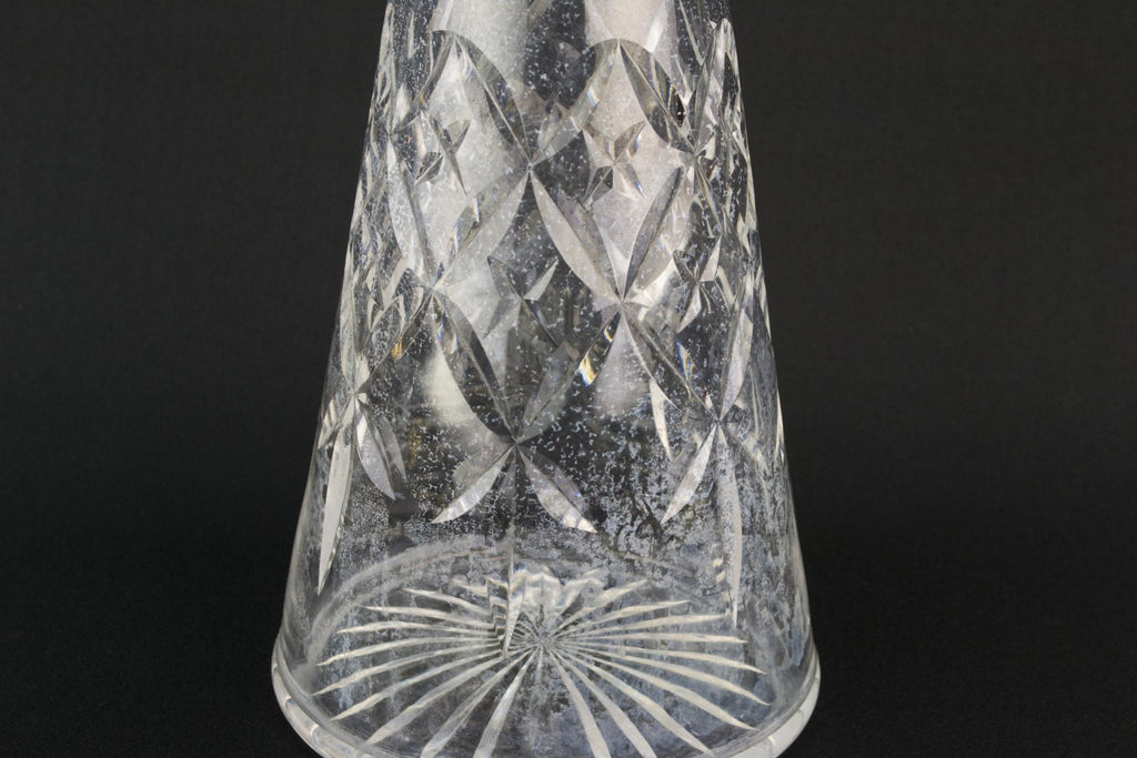 Cut glass conical decanter, English 1970s