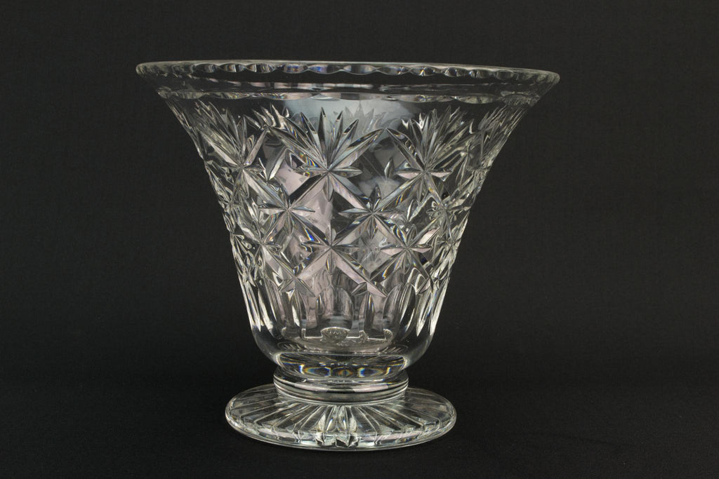 Cut Glass Conical Vase, English Mid 20th Century