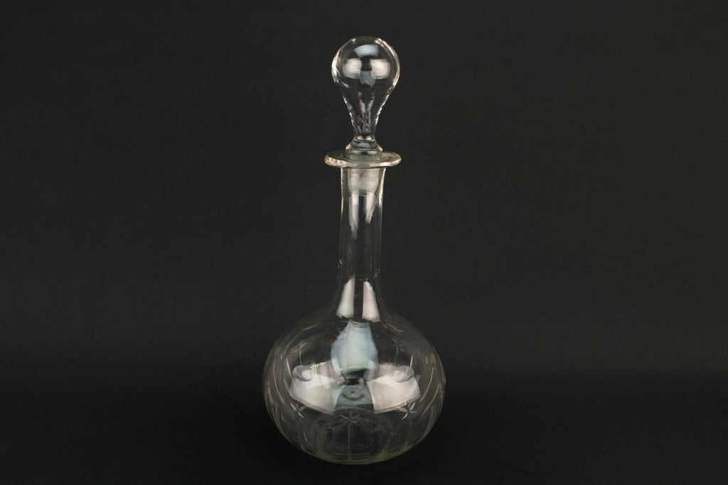 Cut Glass Globular Shaped Wine Decanter, English Circa 1900