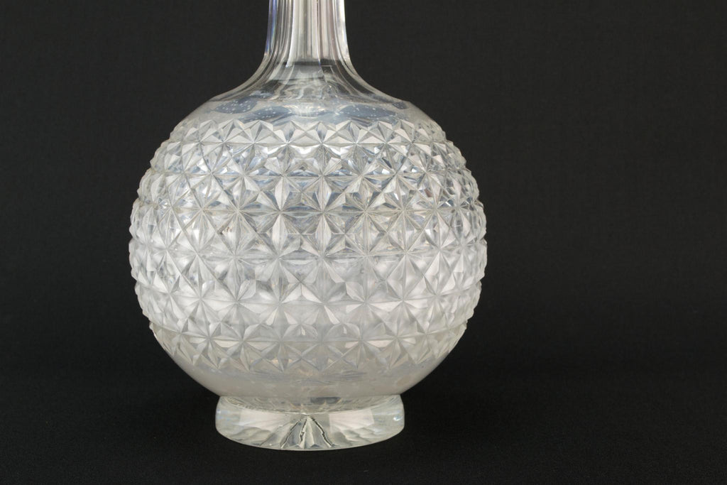 Cut Glass Glass Globular Carafe, English Early 1900s