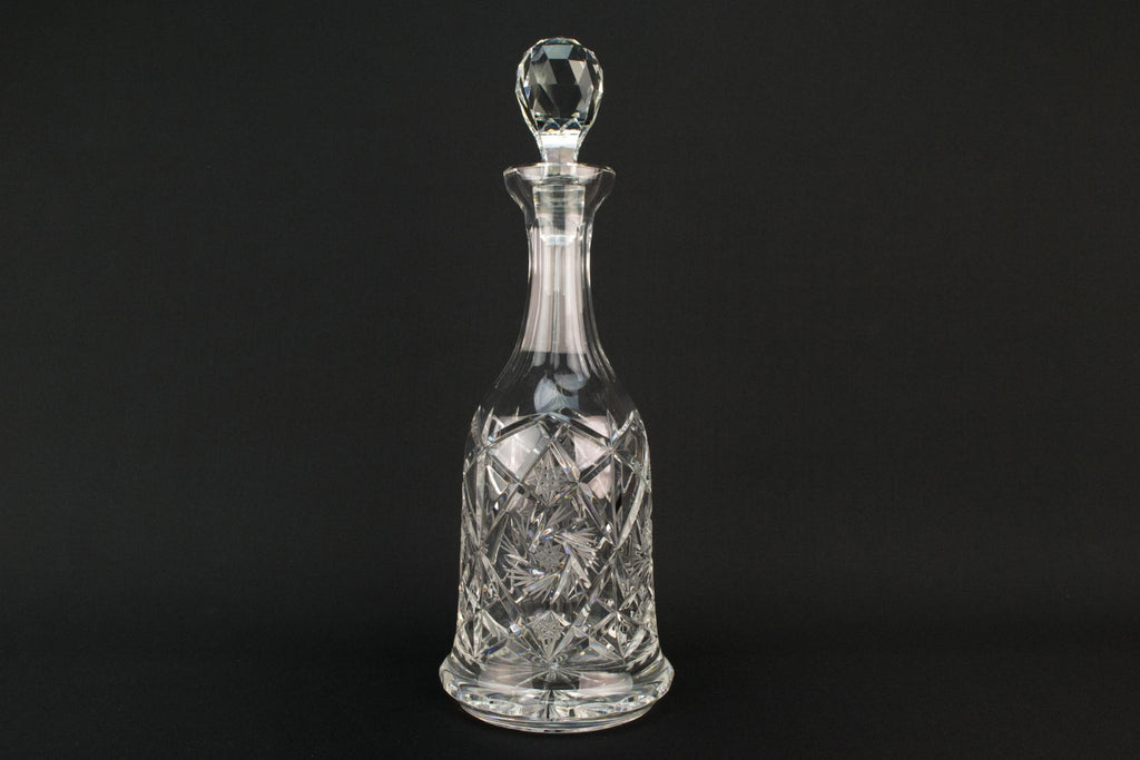 Tall Cut Glass Mallet Shape Decanter