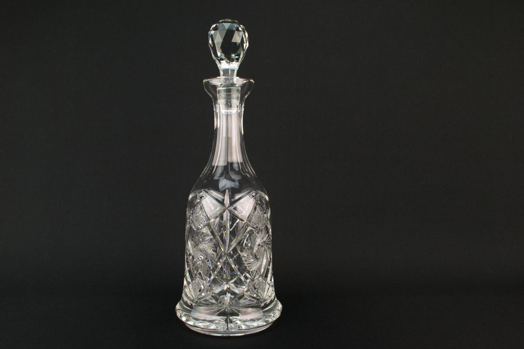 Tall Cut Glass Mallet Shape Decanter