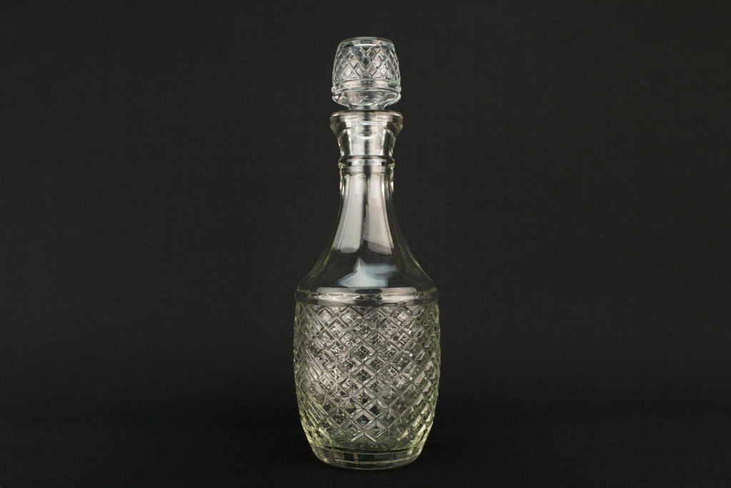 Moulded Glass Medium Barrel Decanter, English 1960s