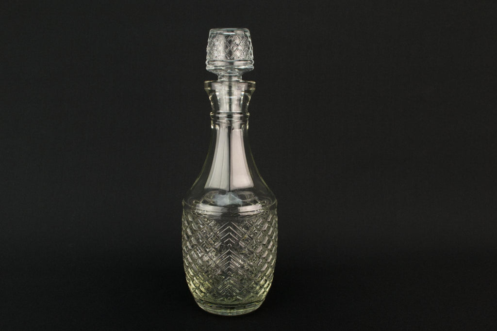 Moulded Glass Medium Barrel Decanter, English 1960s