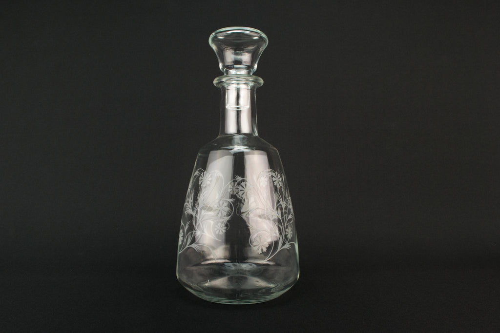 Medium floral glass decanter