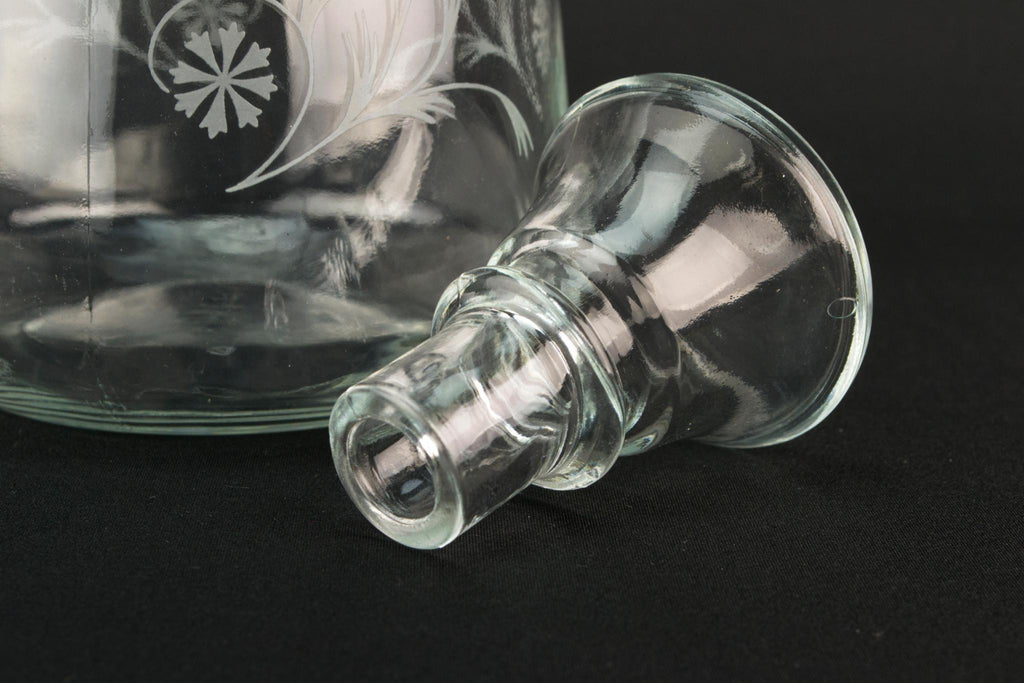 Medium floral glass decanter