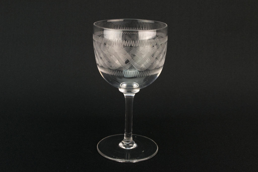 Engraved Port Glass, English Circa 1900