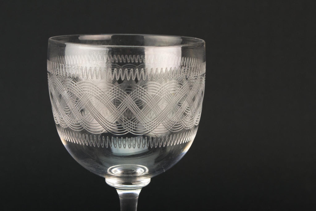 Engraved Port Glass, English Circa 1900