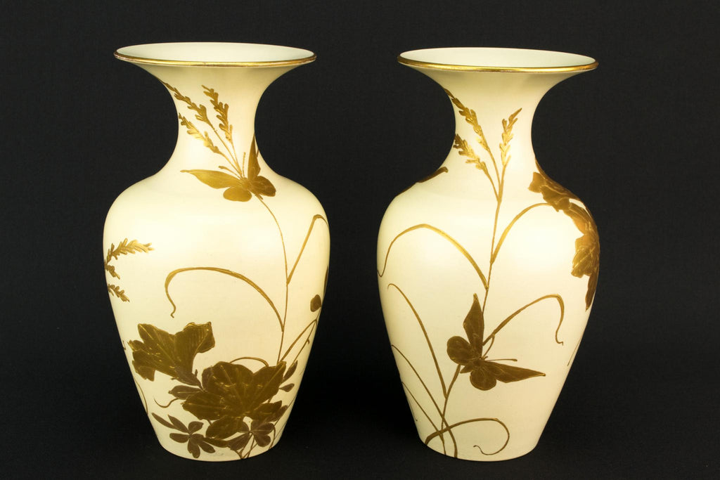2 Art Nouveau Gilded Vases, English Circa 1900