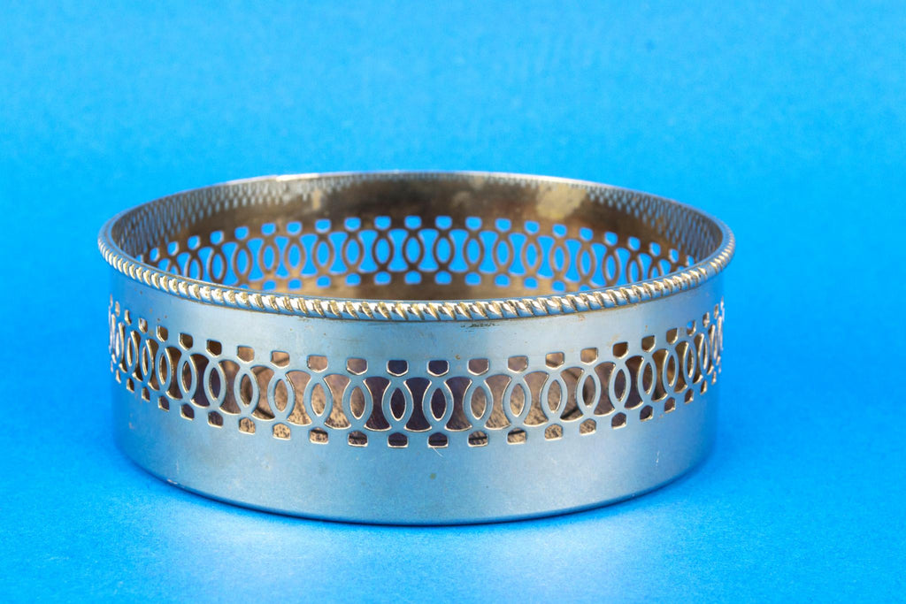 Silver Plated Wine Bottle Coaster, English Mid 20th Century