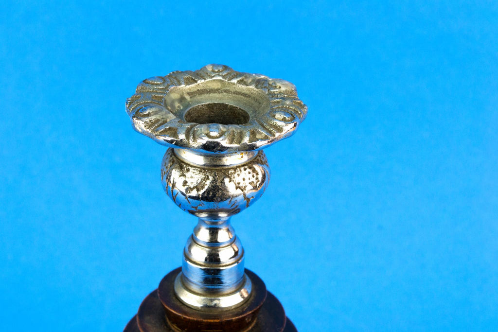 2 Oak Art Deco Candlesticks, English 1930s