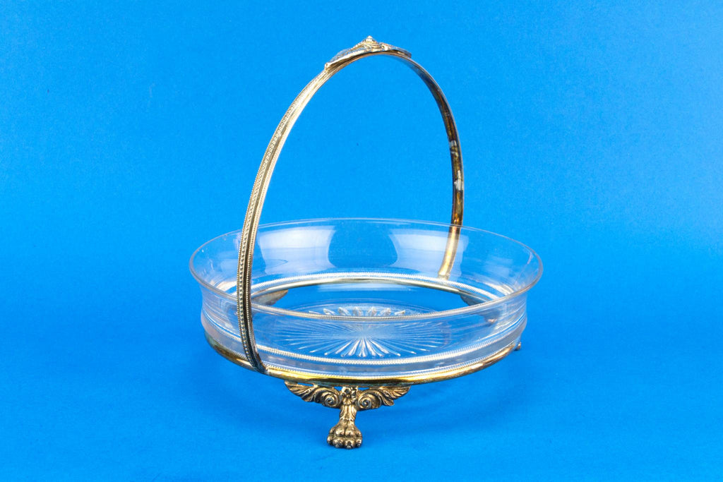 Silver Plated and Glass Serving Bowl, English 1930s