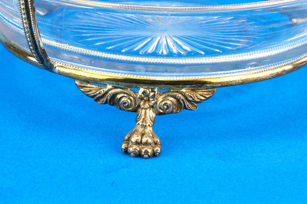 Silver Plated and Glass Serving Bowl, English 1930s
