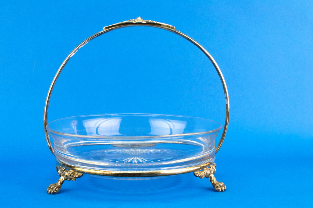 Silver Plated and Glass Serving Bowl, English 1930s