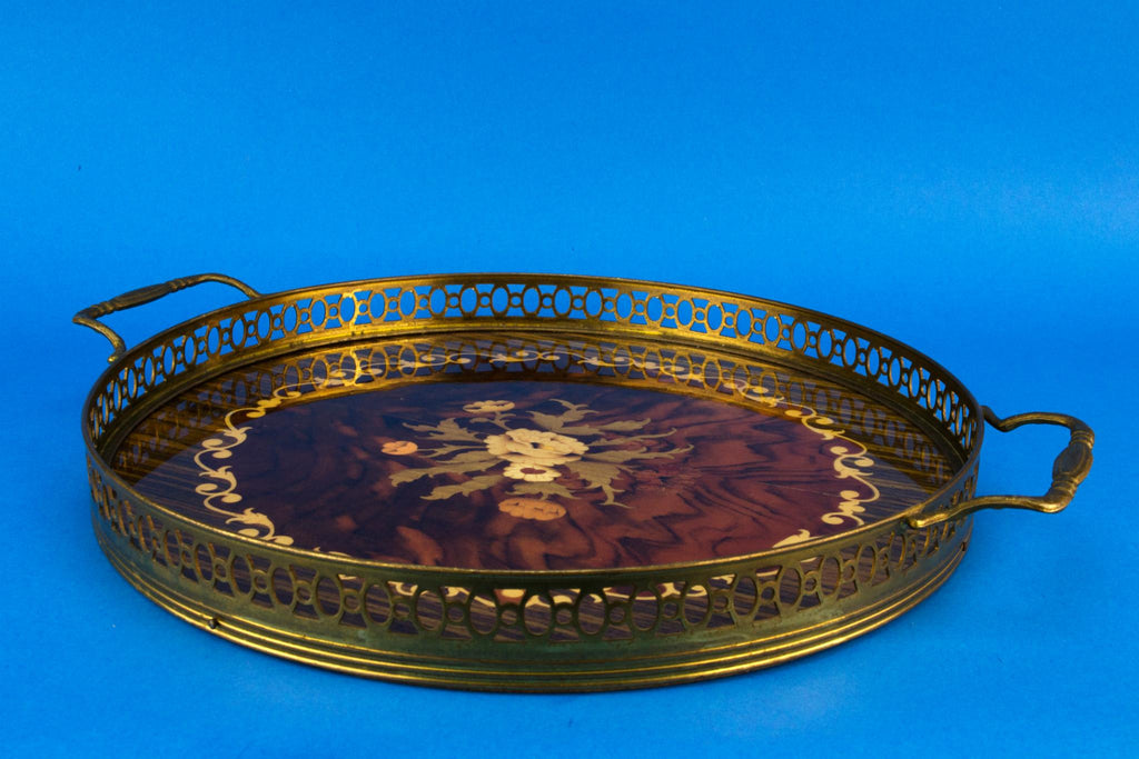 Floral Marquetry serving tray, Italian 1950s