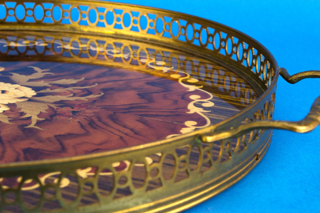 Floral Marquetry serving tray, Italian 1950s