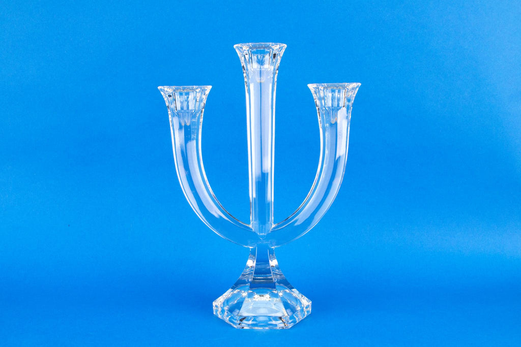 Medium Three Branch Crystal Glass Candelabra by Nachtmann