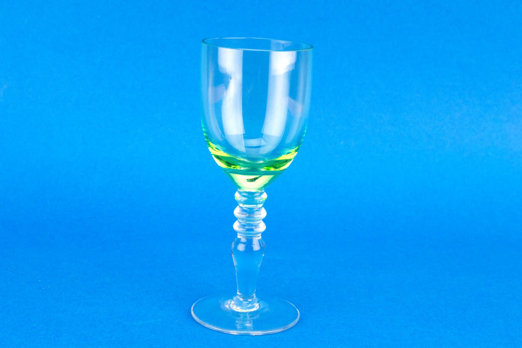 Set of 5 Green Port Glasses, English 1930s