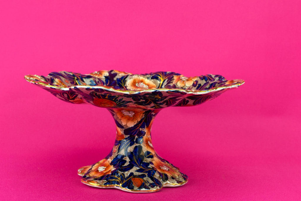 Blue and Orange Arts & Crafts Cake Stand, English 1900s