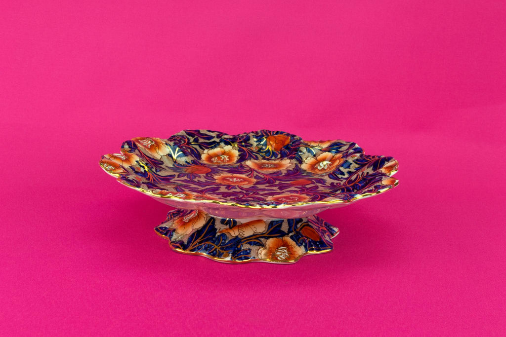 Blue and Red Arts & Crafts Cake Stand, English 1900s