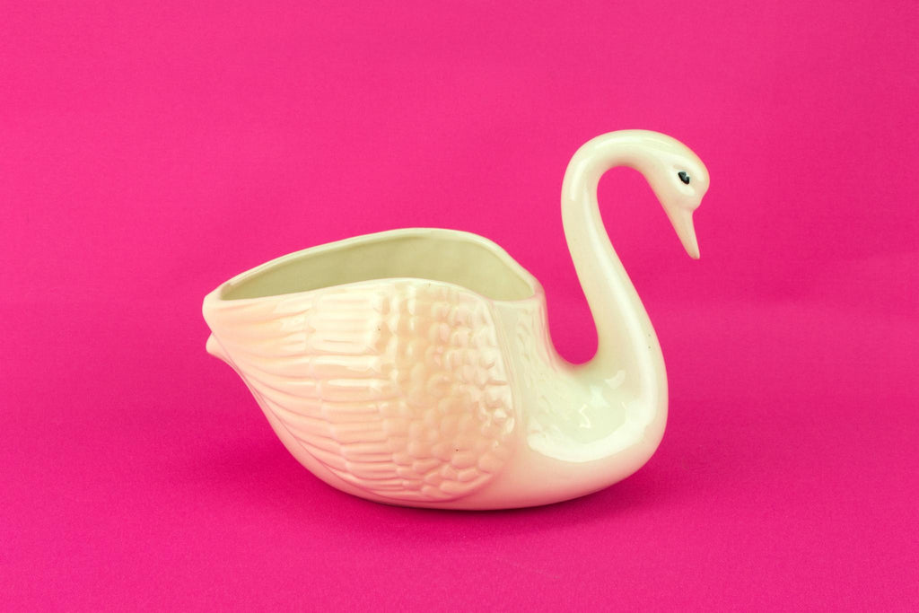 Medium Pink Swan Ceramic Planter