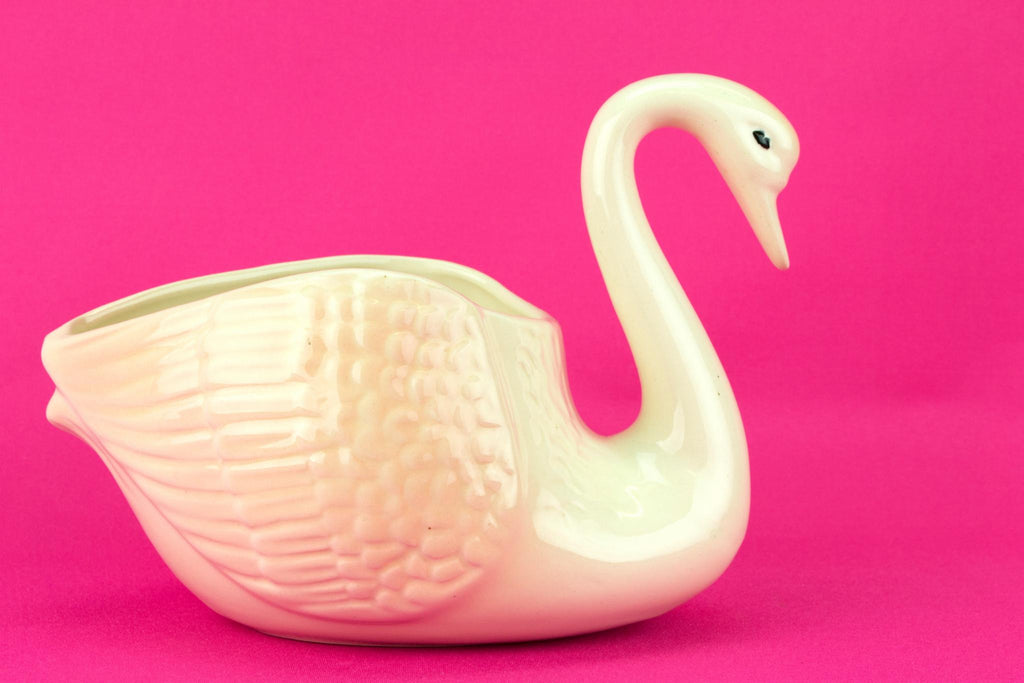 Medium Pink Swan Ceramic Planter