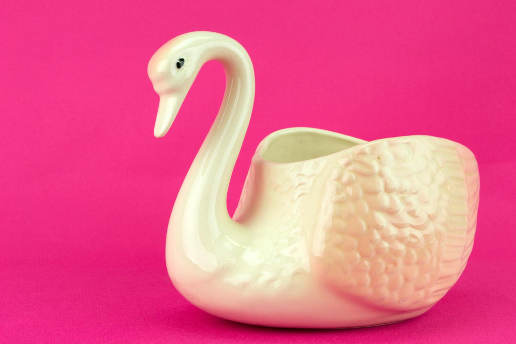 Medium Pink Swan Ceramic Planter