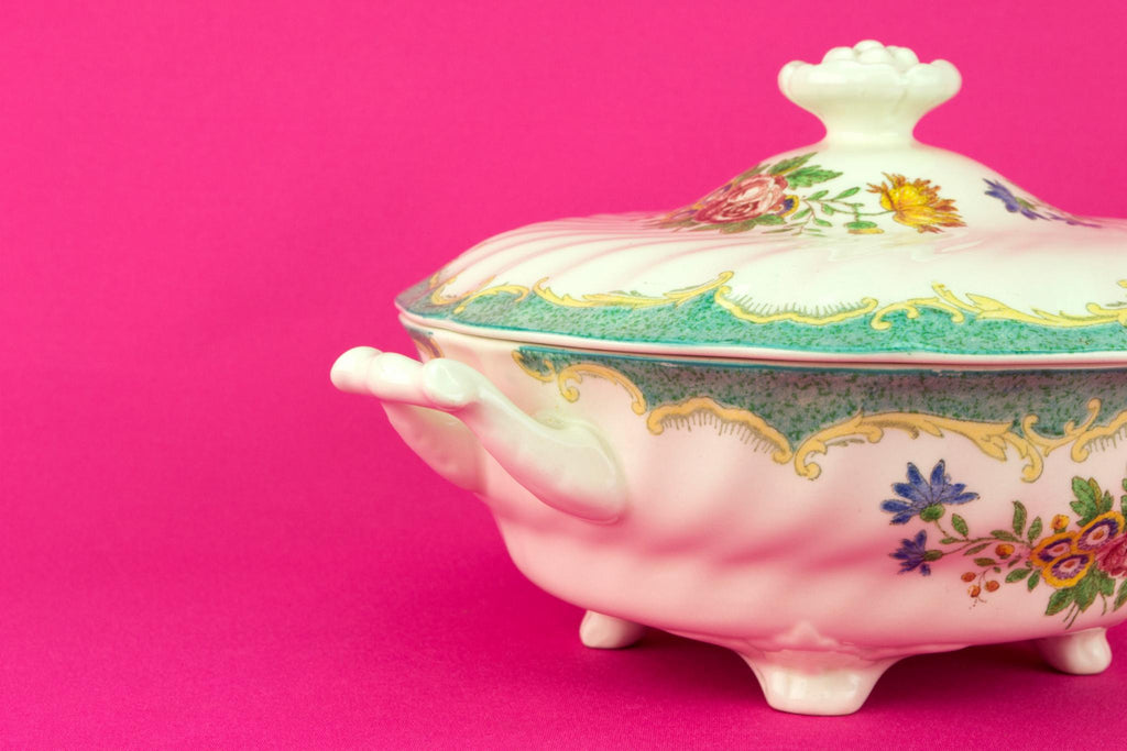 Royal Doulton Green Tureen, English Mid 20th Century