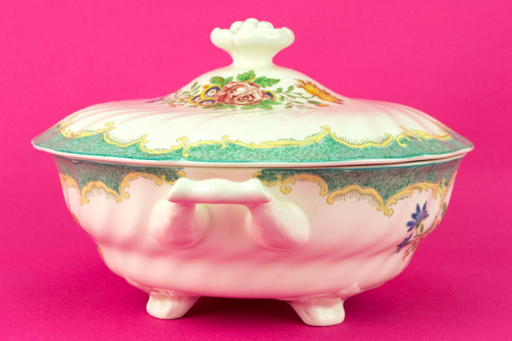Royal Doulton Green Tureen, English Mid 20th Century