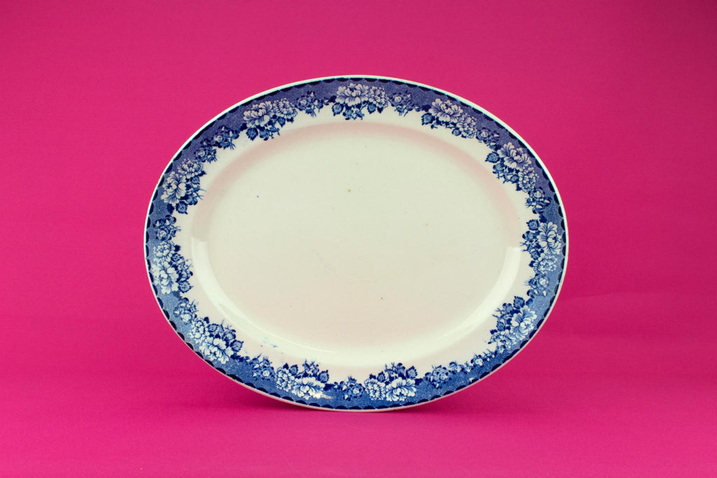Blue and White Medium Serving Platter, Scottish 1930s