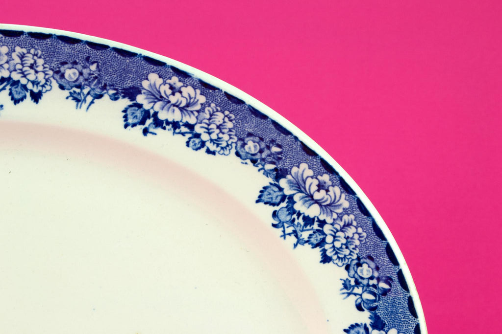 Blue and White Medium Serving Platter, Scottish 1930s