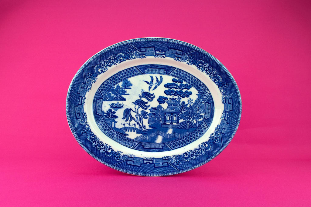 Blue And White Medium Serving Platter, English 1920s