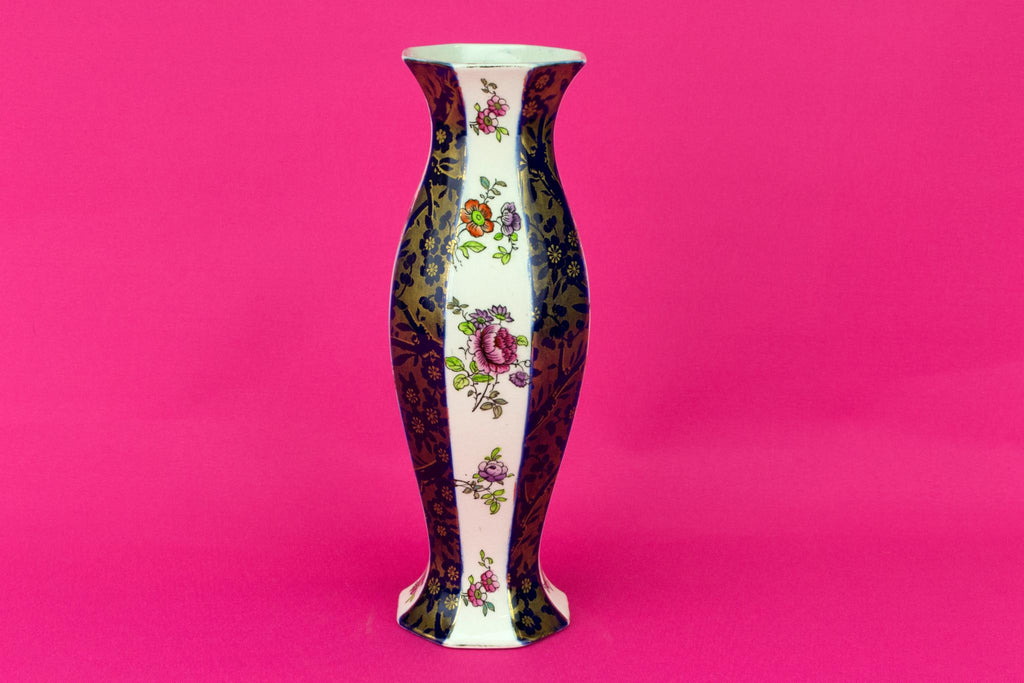 Blue and White Panelled Vase, English Circa 1920