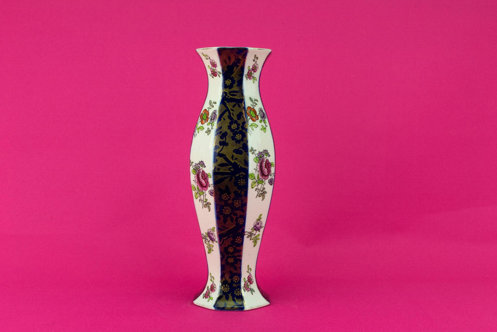 Blue and White Panelled Vase, English Circa 1920