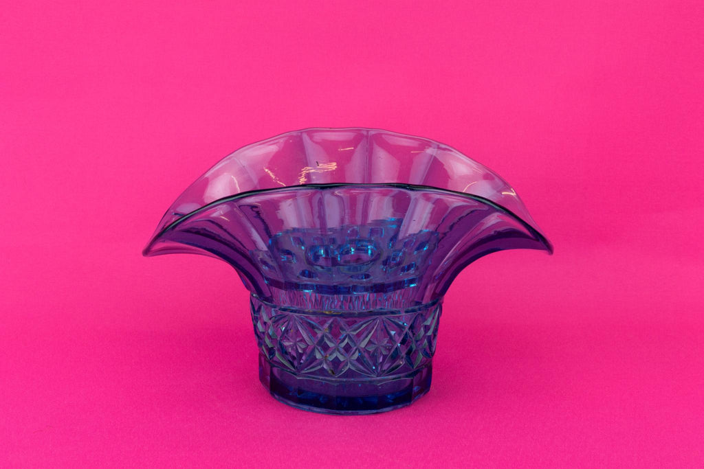 Art Deco Blue Glass Flaring Vase, English 1930s