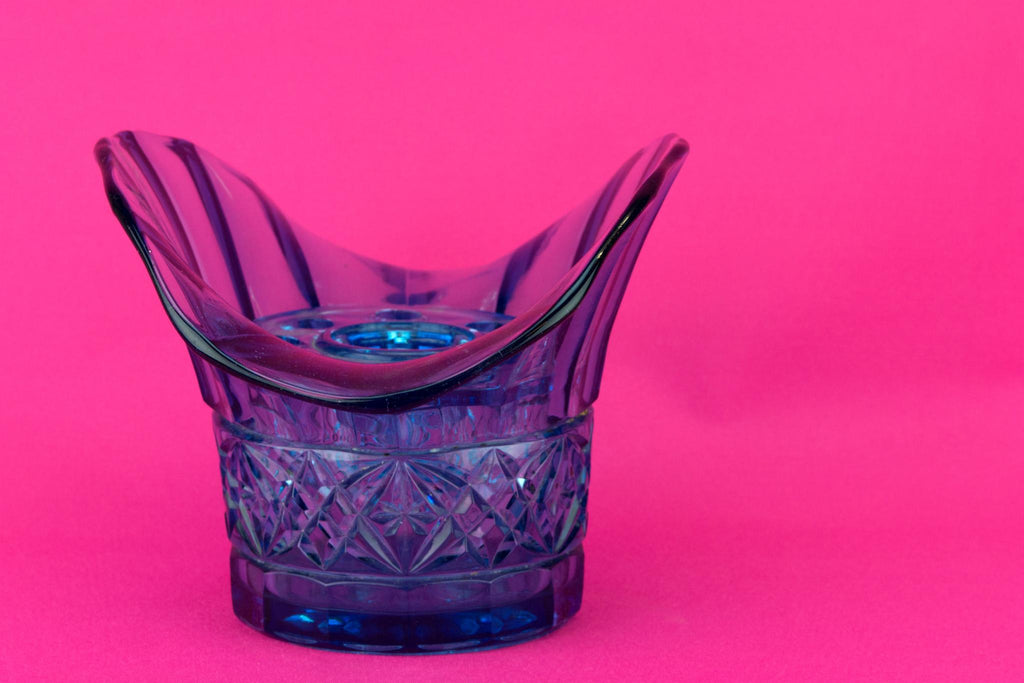 Art Deco Blue Glass Flaring Vase, English 1930s