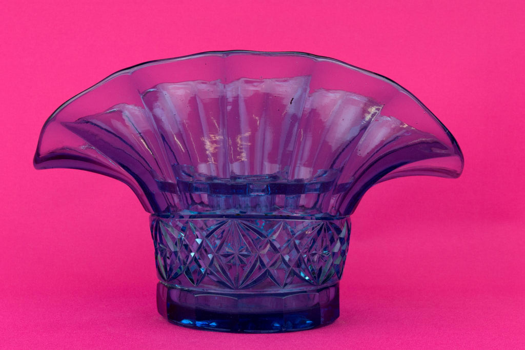 Art Deco Blue Glass Flaring Vase, English 1930s