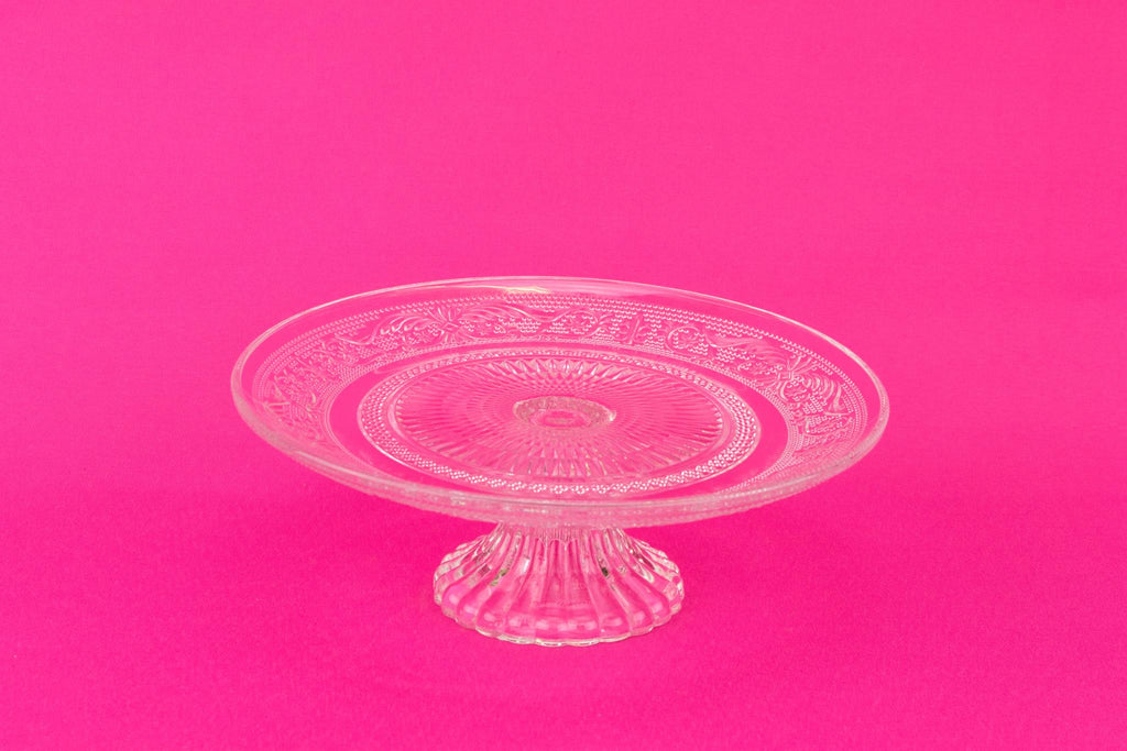 Pressed Glass Cake Stand, English Mid 20th Century
