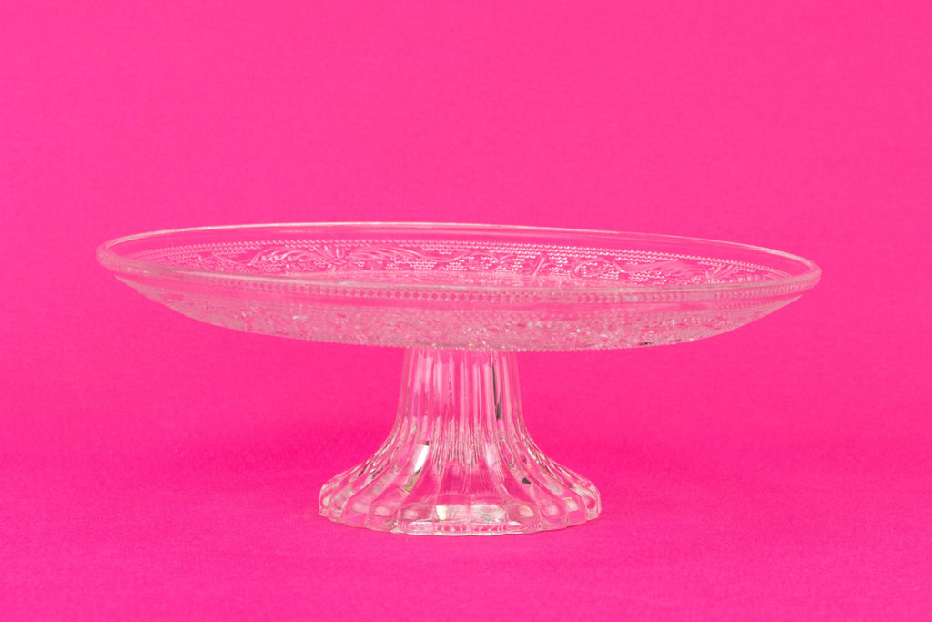 Pressed Glass Cake Stand, English Mid 20th Century