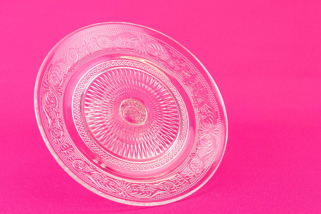 Pressed Glass Cake Stand, English Mid 20th Century