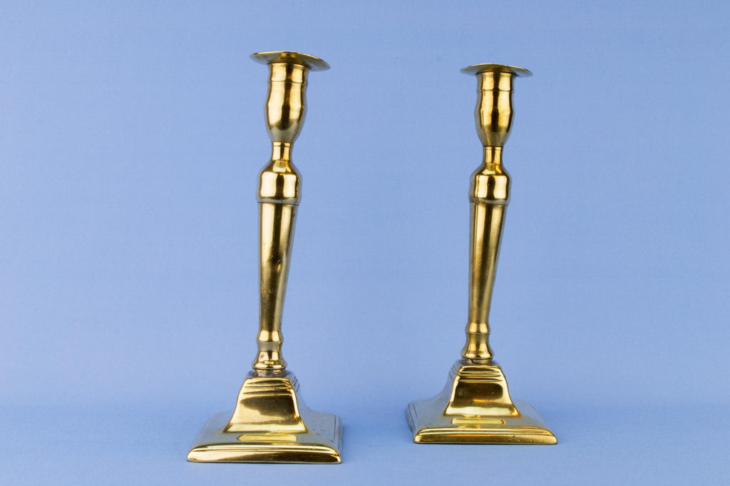 Pair of Brass Georgian Candlesticks, English Circa 1800
