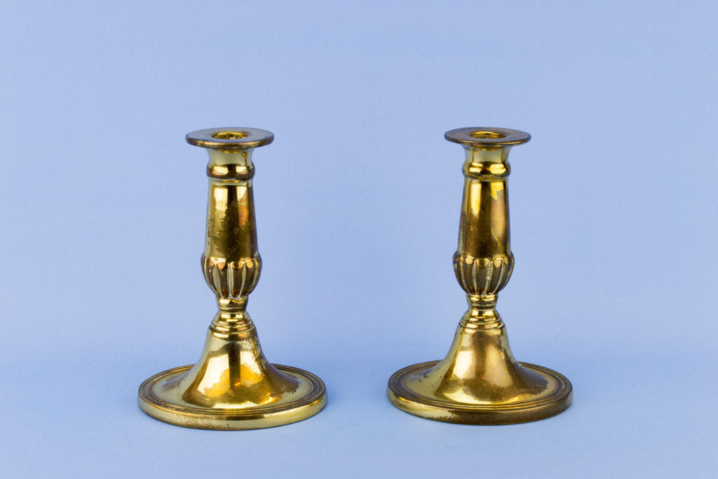 Pair of Small Brass Candlesticks, English 1930s