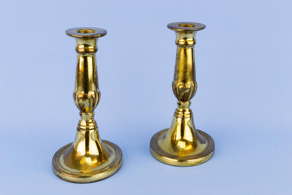 Pair of Small Brass Candlesticks, English 1930s