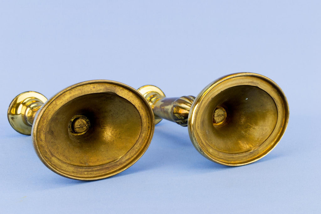 Pair of Small Brass Candlesticks, English 1930s