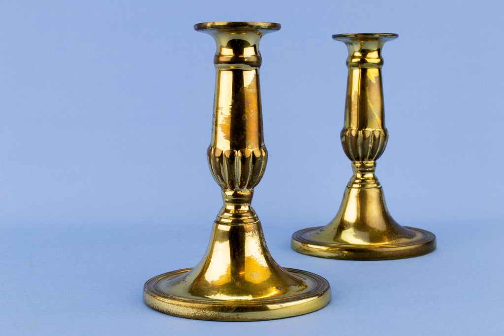 Pair of Small Brass Candlesticks, English 1930s