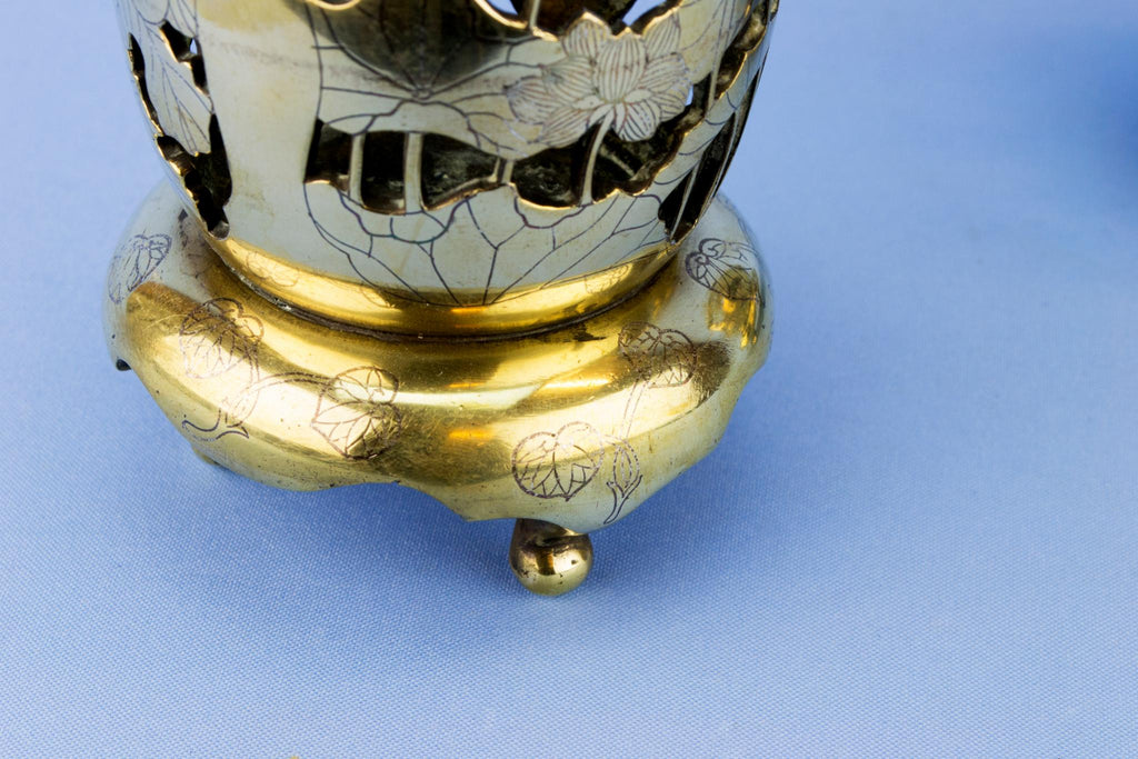 Pair Of Brass Candle Lights, Indian Mid 20th Century