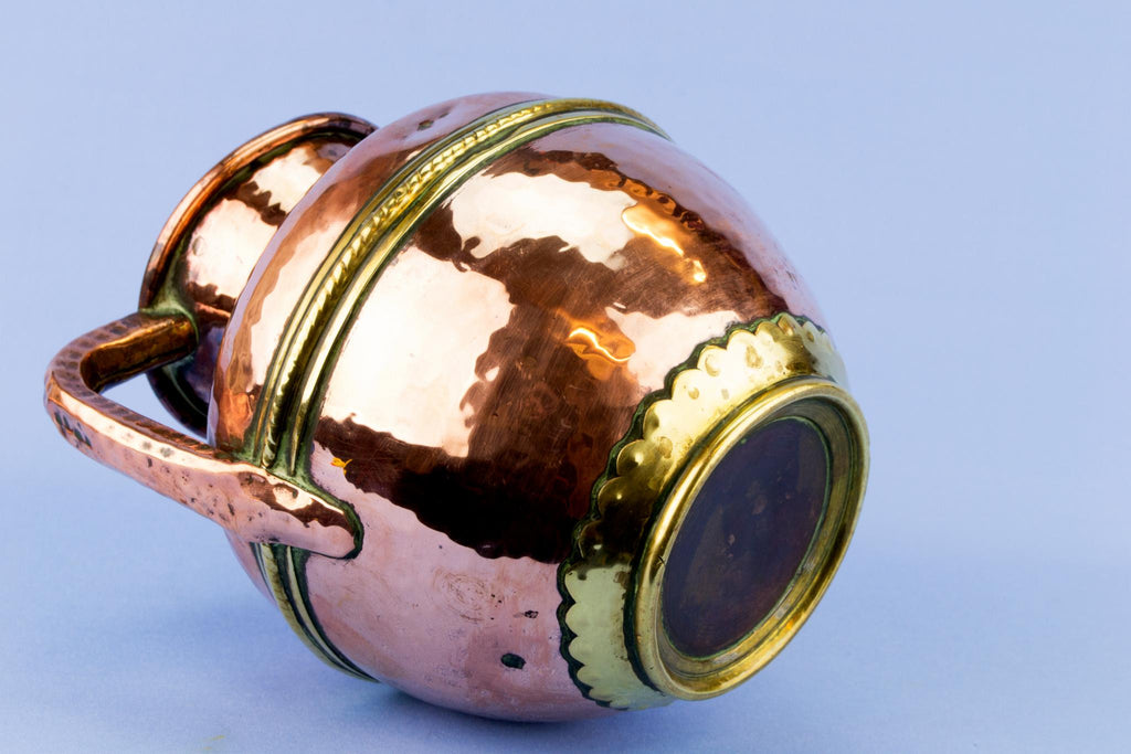 Hammered Copper & Brass Vase on Stand, Indian Mid 20th Century