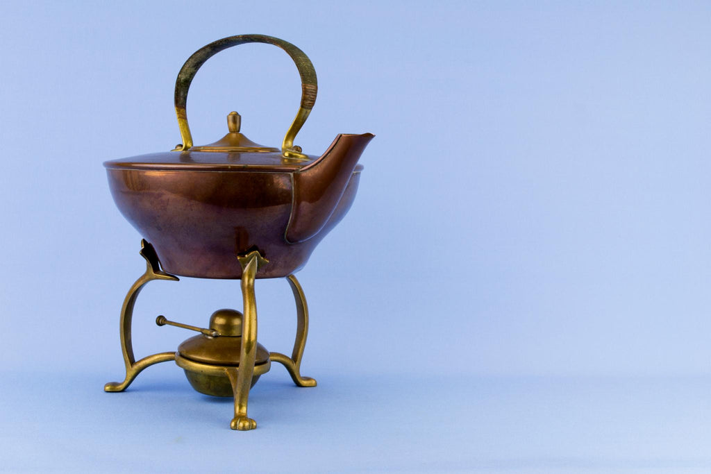 Arts & Crafts Copper Kettle on Stand, English 1890s