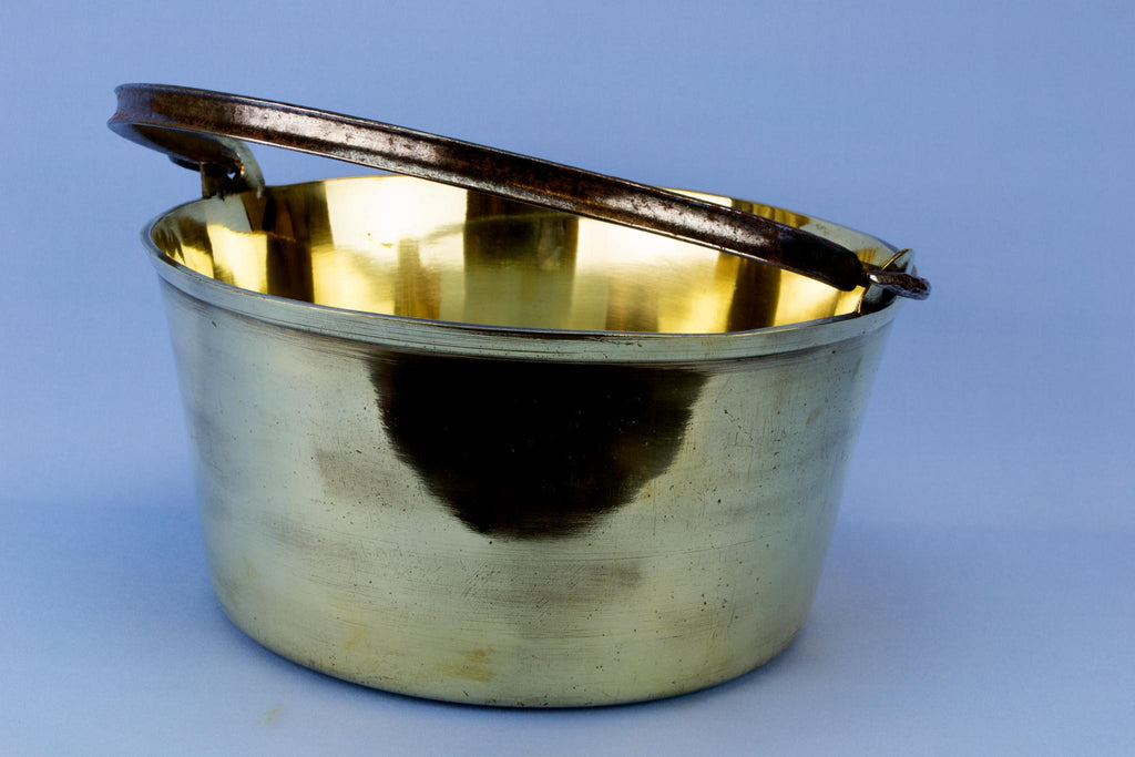 Large brass cooking pan iron handle