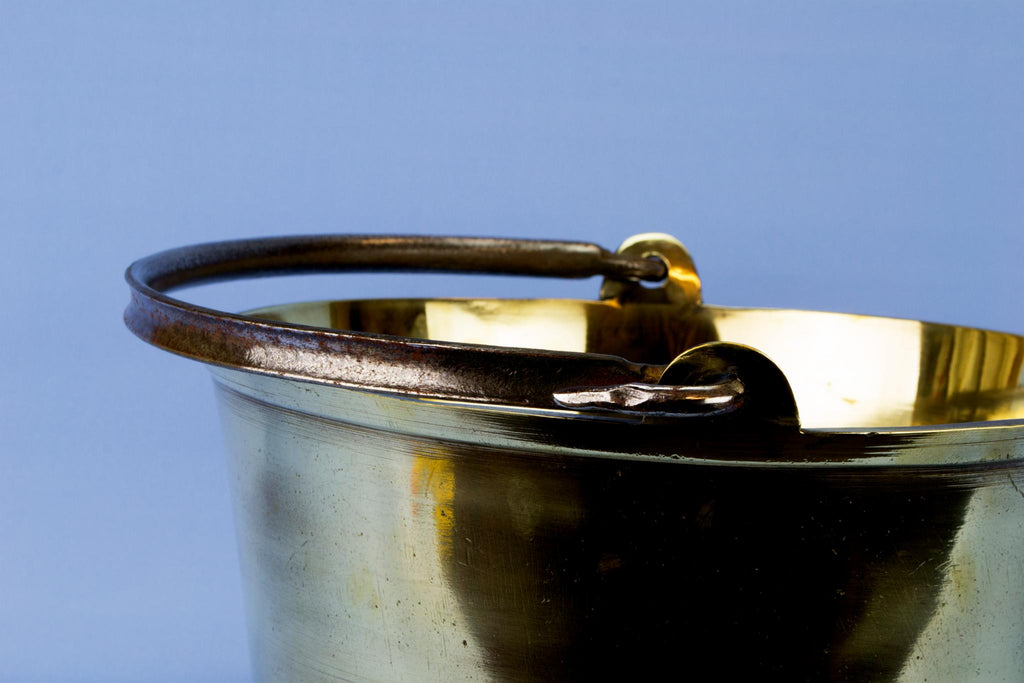 Large brass cooking pan iron handle
